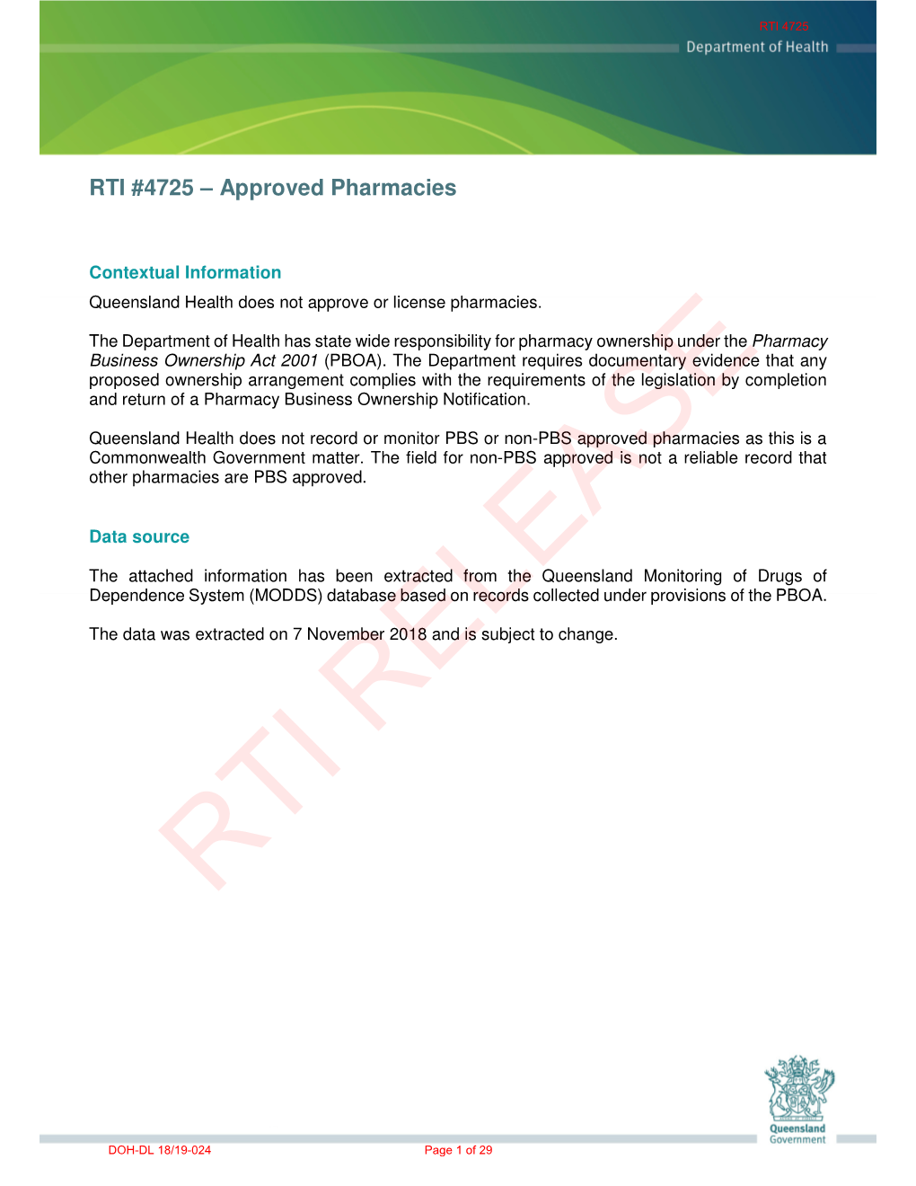 DOH-DL 18/19-024 Page 1 of 29 RTI 4725