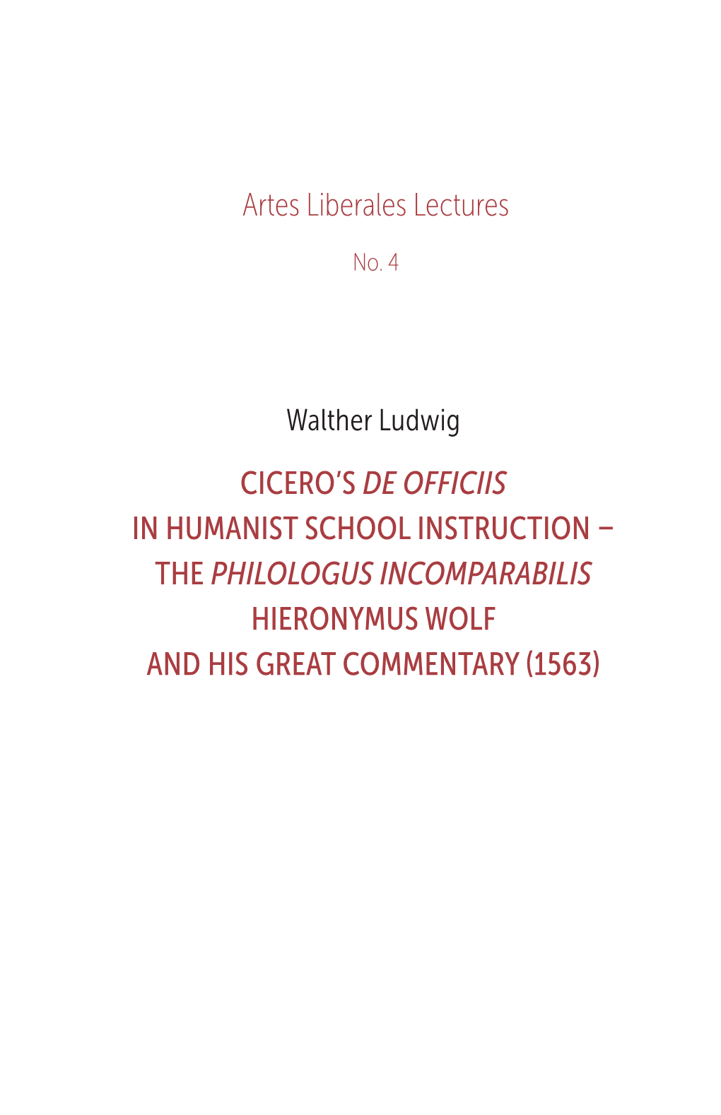 Artes Liberales Lectures No. 4