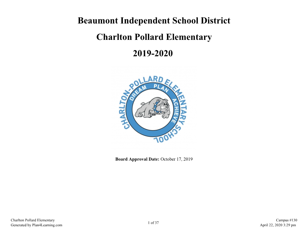 Charlton Pollard Elementary Campus Improvement Plan.Pdf