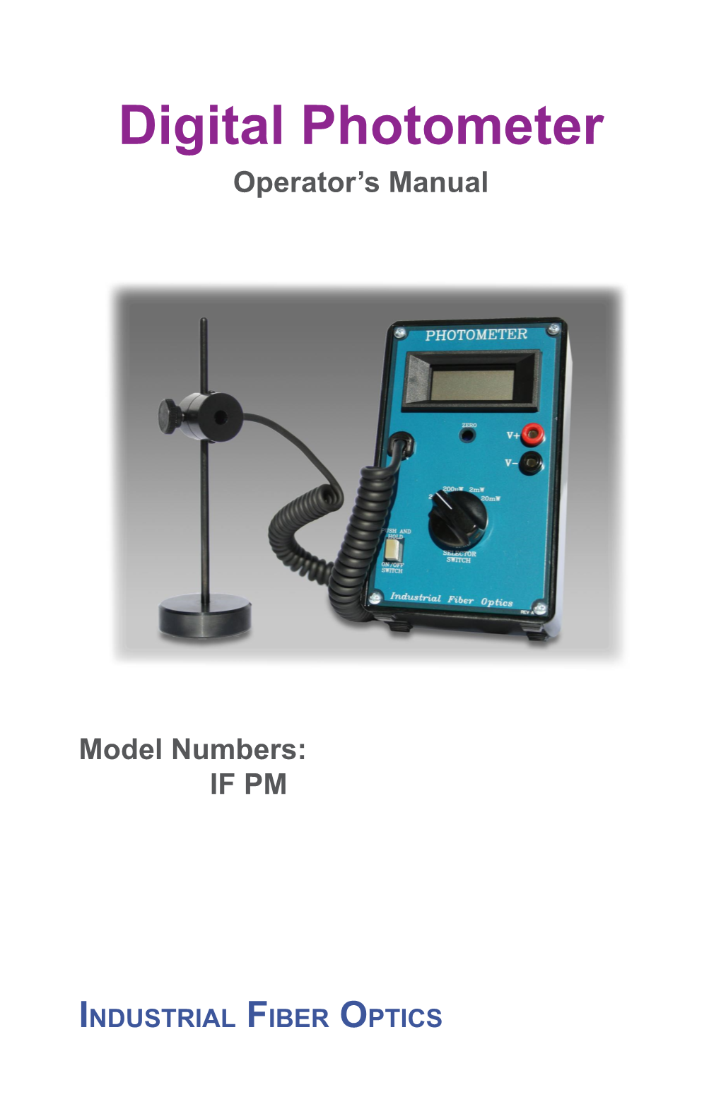 Digital Photometer Operator’S Manual