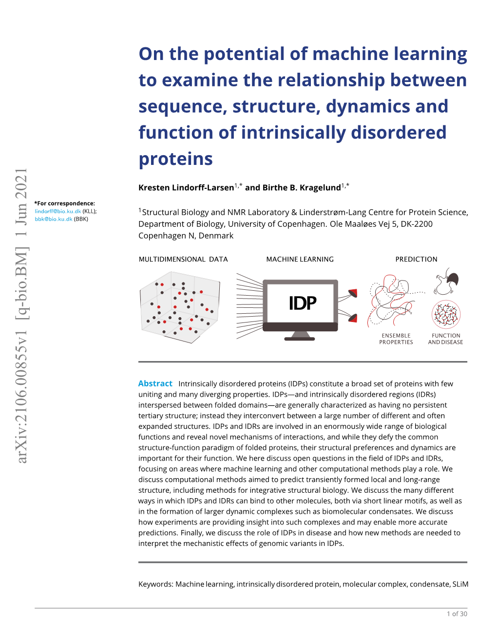 On the Potential of Machine Learning to Examine the Relationship Between Sequence, Structure, Dynamics and Function of Intrinsically Disordered Proteins