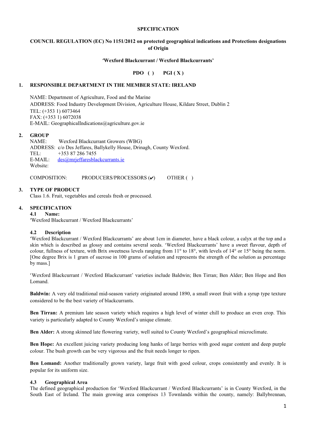 COUNCIL REGULATION (EC) No 1151/2012 on Protected Geographical Indications and Protections