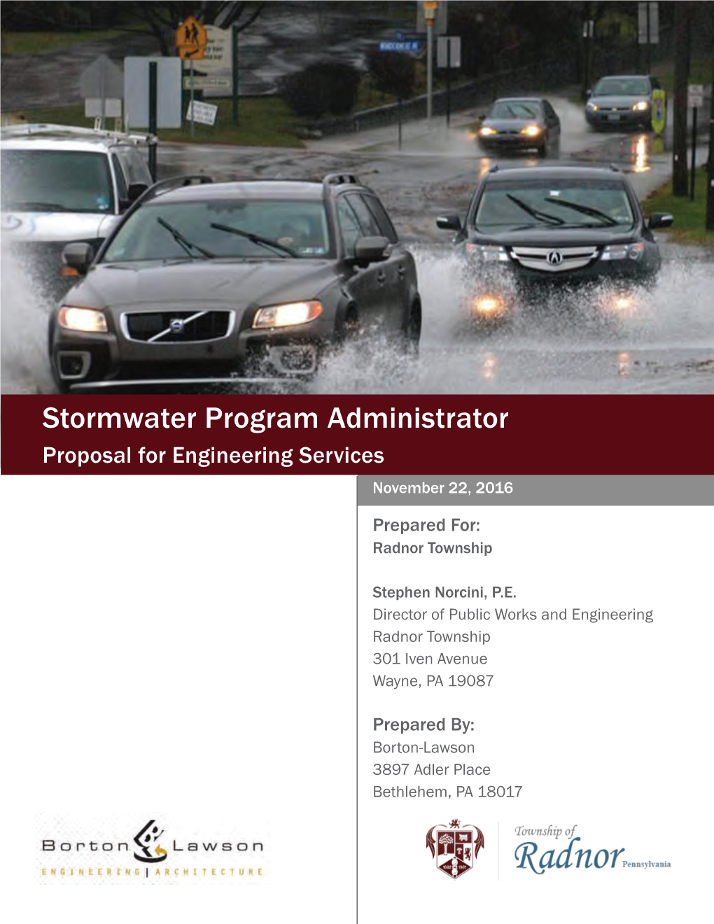 Stormwater Program Administrator Proposal for Engineering Services November 22, 2016