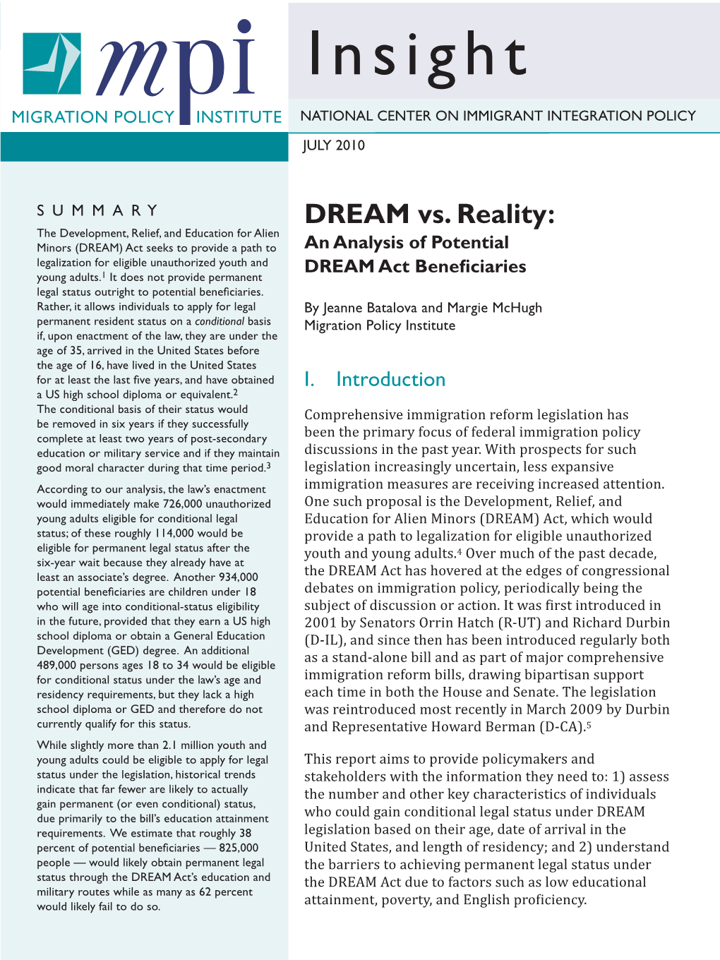 DREAM Vs. Reality