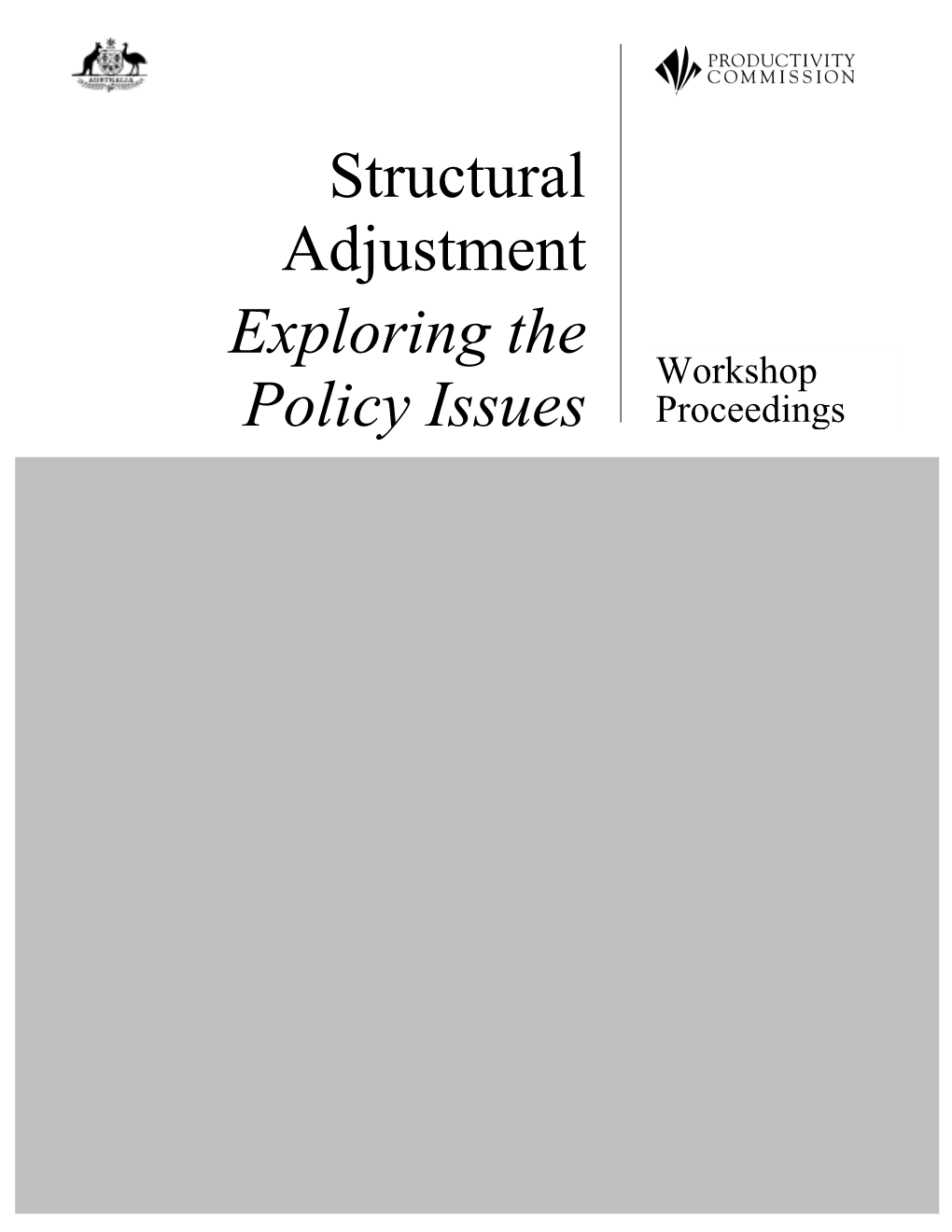 Structural Adjustment Exploring the Policy Issues