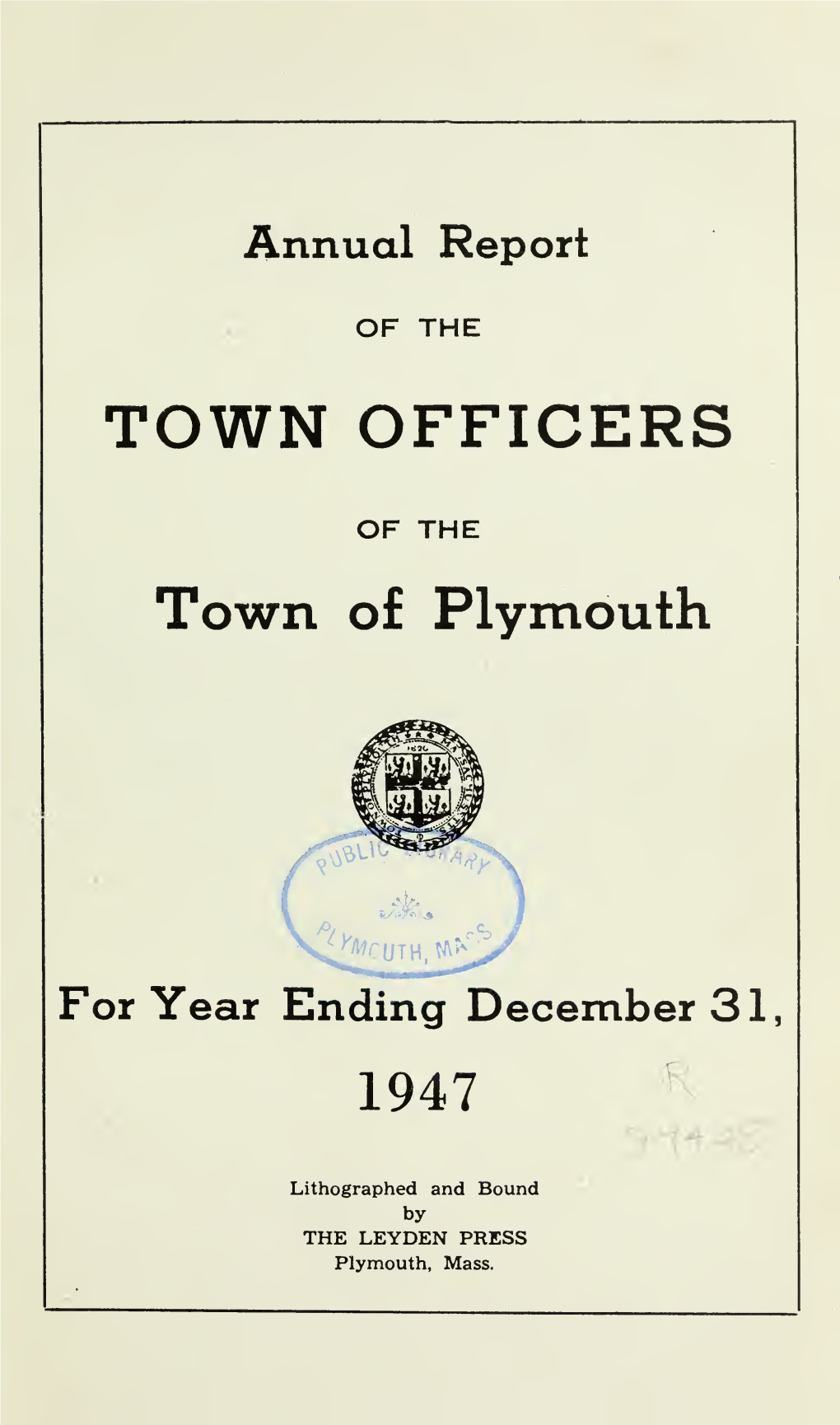 Annual Report of the Town of Plymouth, MA