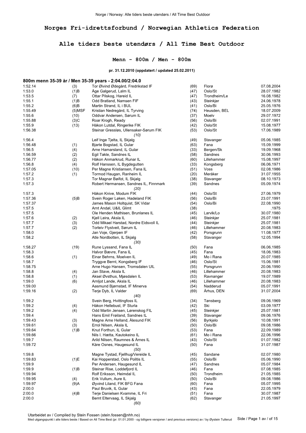 800M / Men - 800M