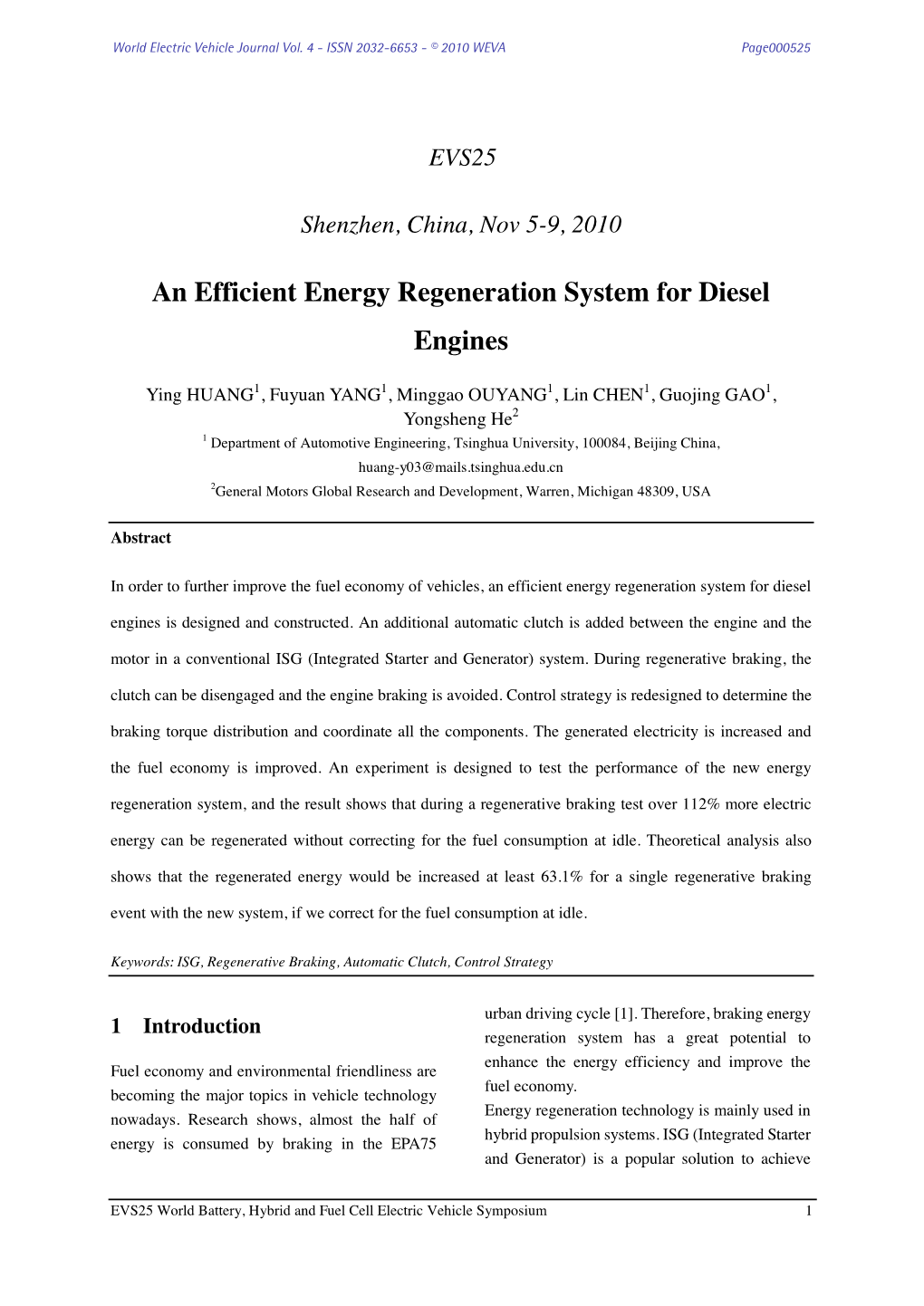 An Efficient Energy Regeneration System for Diesel Engines