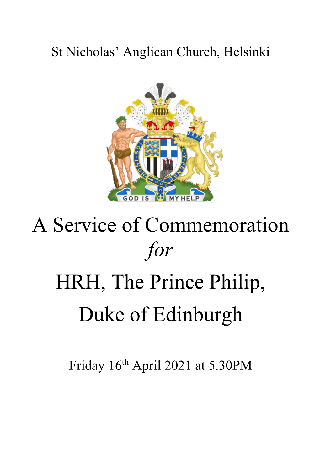 A Service of Commemoration for HRH, the Prince Philip, Duke of Edinburgh