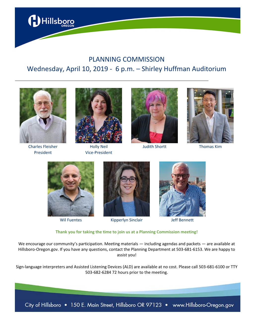 PLANNING COMMISSION Wednesday, April 10, 2019 - 6 P.M