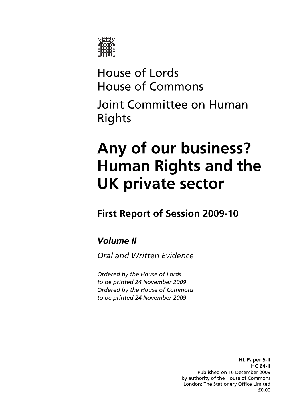 Any of Our Business? Human Rights and the UK Private Sector