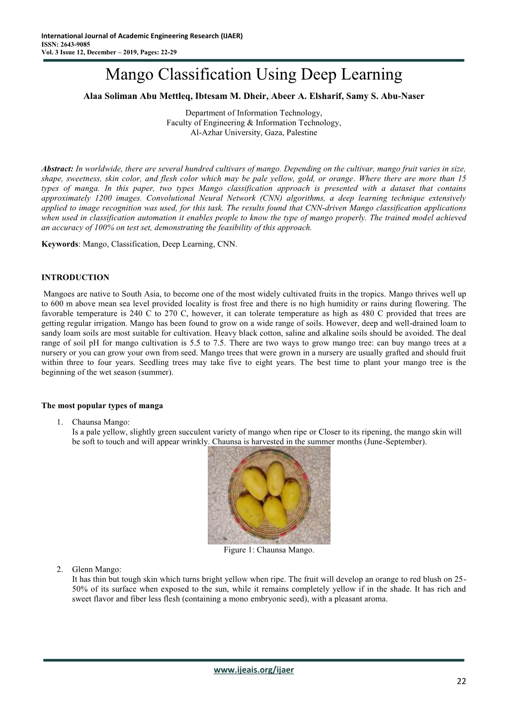 Mango Classification Using Deep Learning Alaa Soliman Abu Mettleq, Ibtesam M