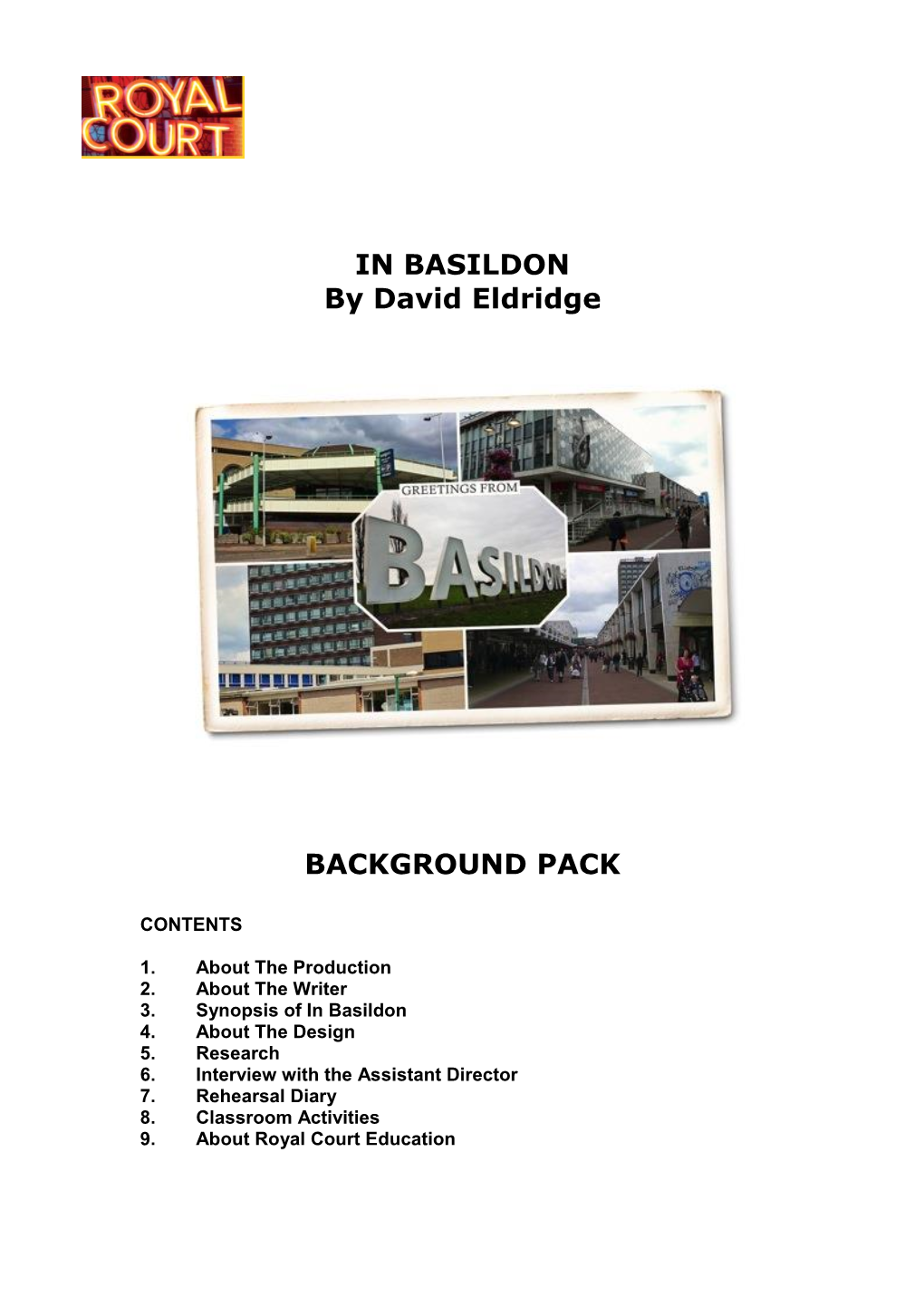 IN BASILDON by David Eldridge BACKGROUND PACK