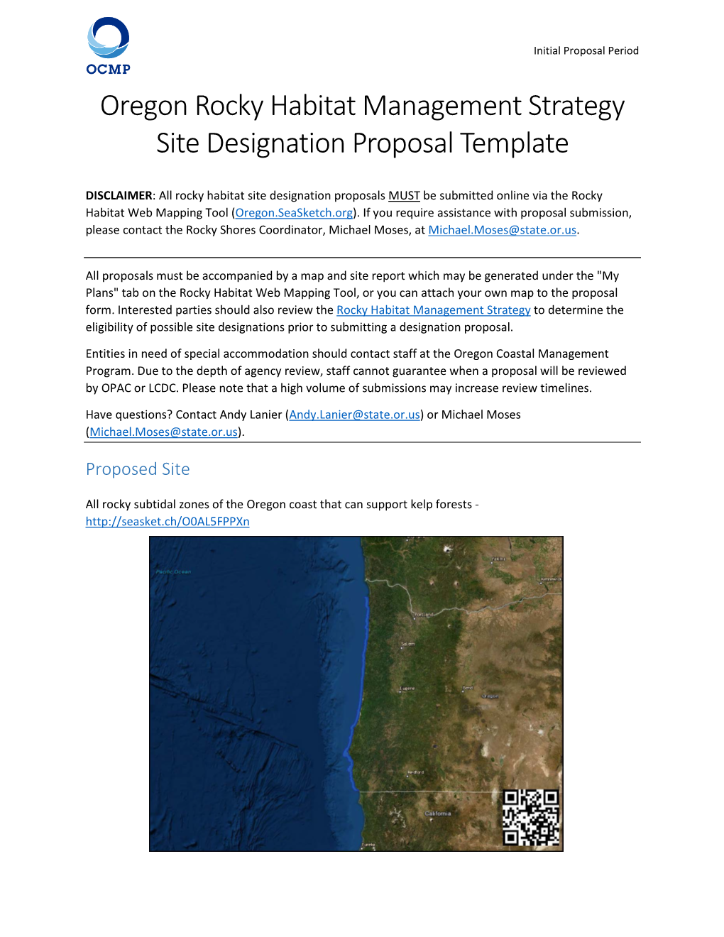 Oregon Rocky Habitat Management Strategy Site Designation Proposal Template