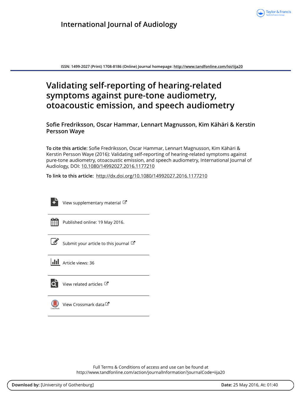 International Journal of Audiology