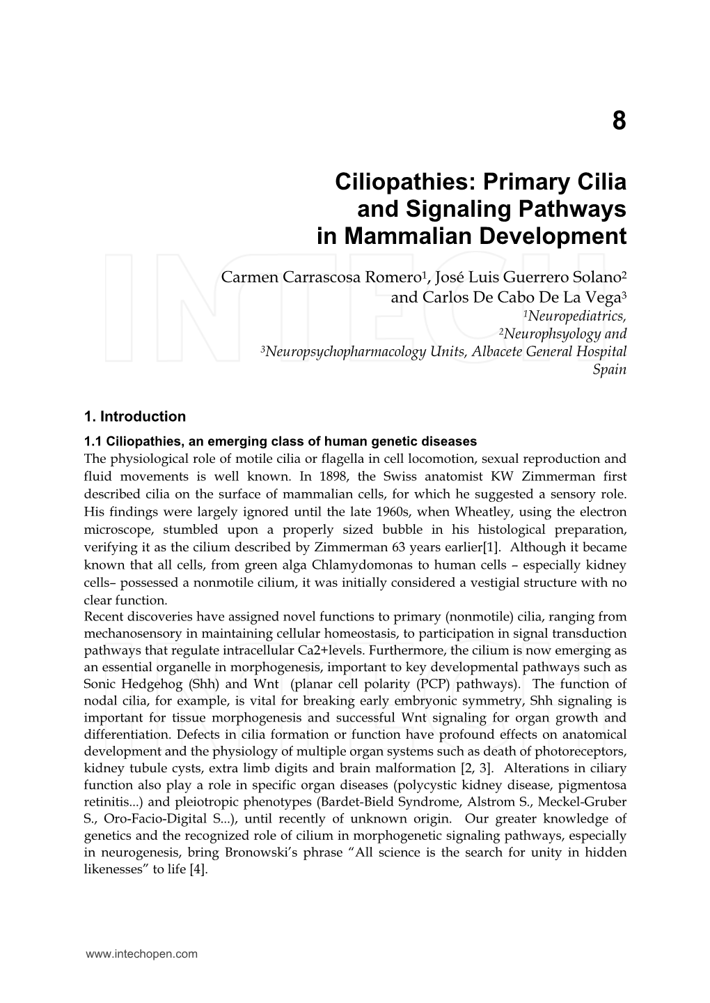 Ciliopathies: Primary Cilia and Signaling Pathways in Mammalian Development