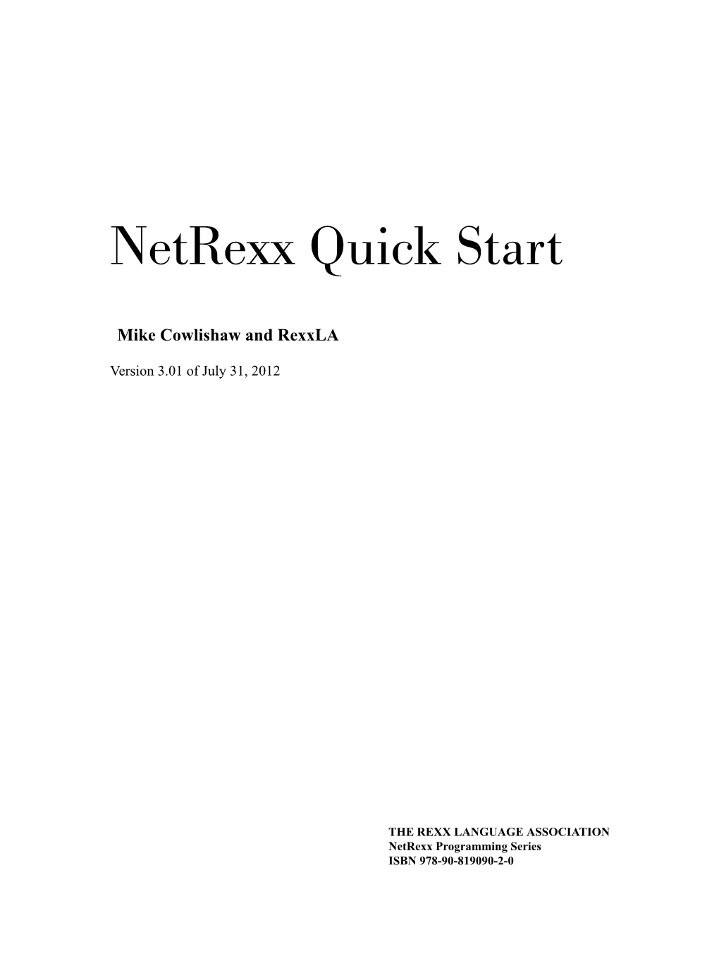 Netrexx Quick Start