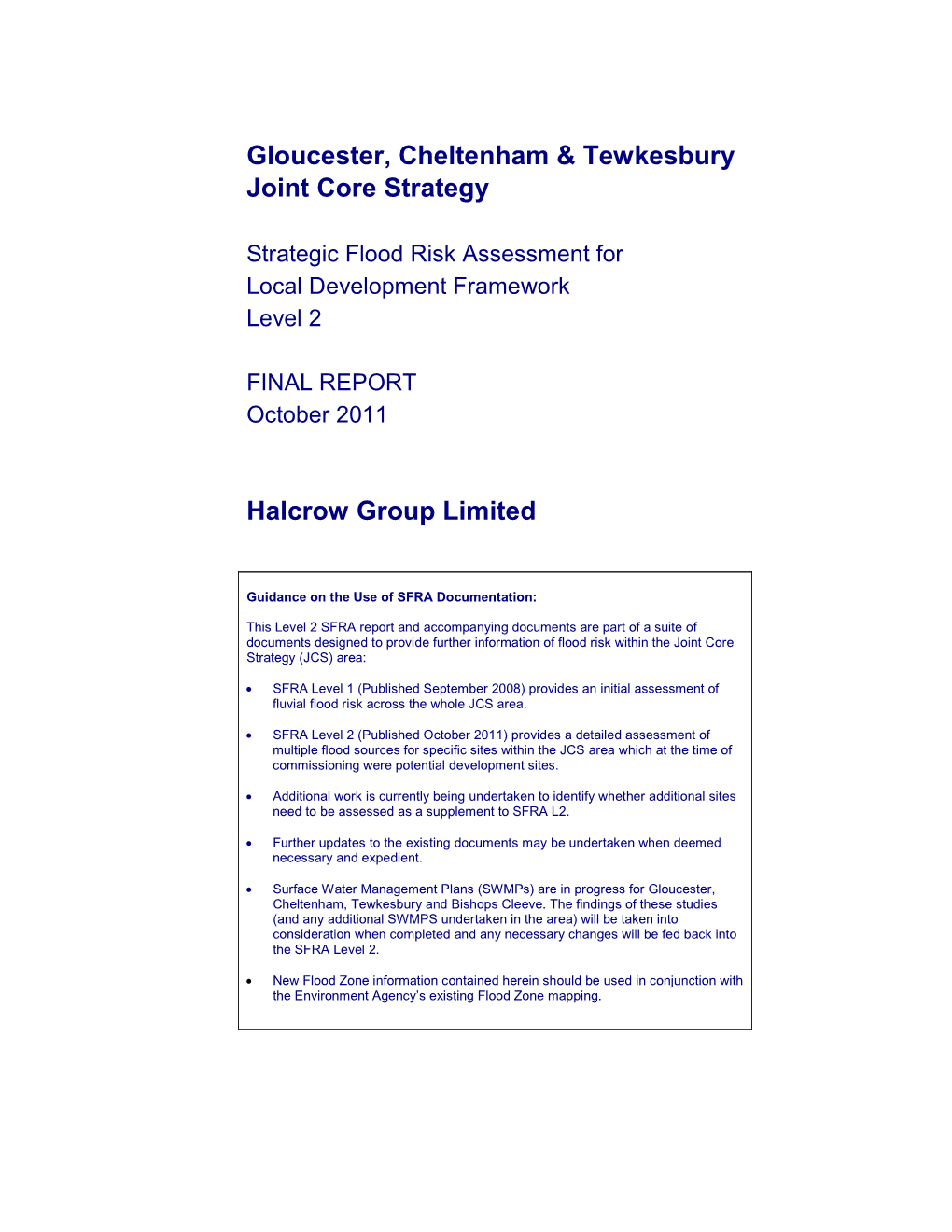 Gloucester, Cheltenham & Tewkesbury Joint Core Strategy