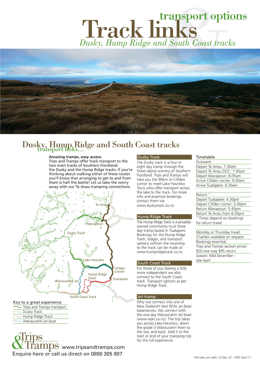 Track Links Dusky, Hump Ridge And& South Coast Tracks