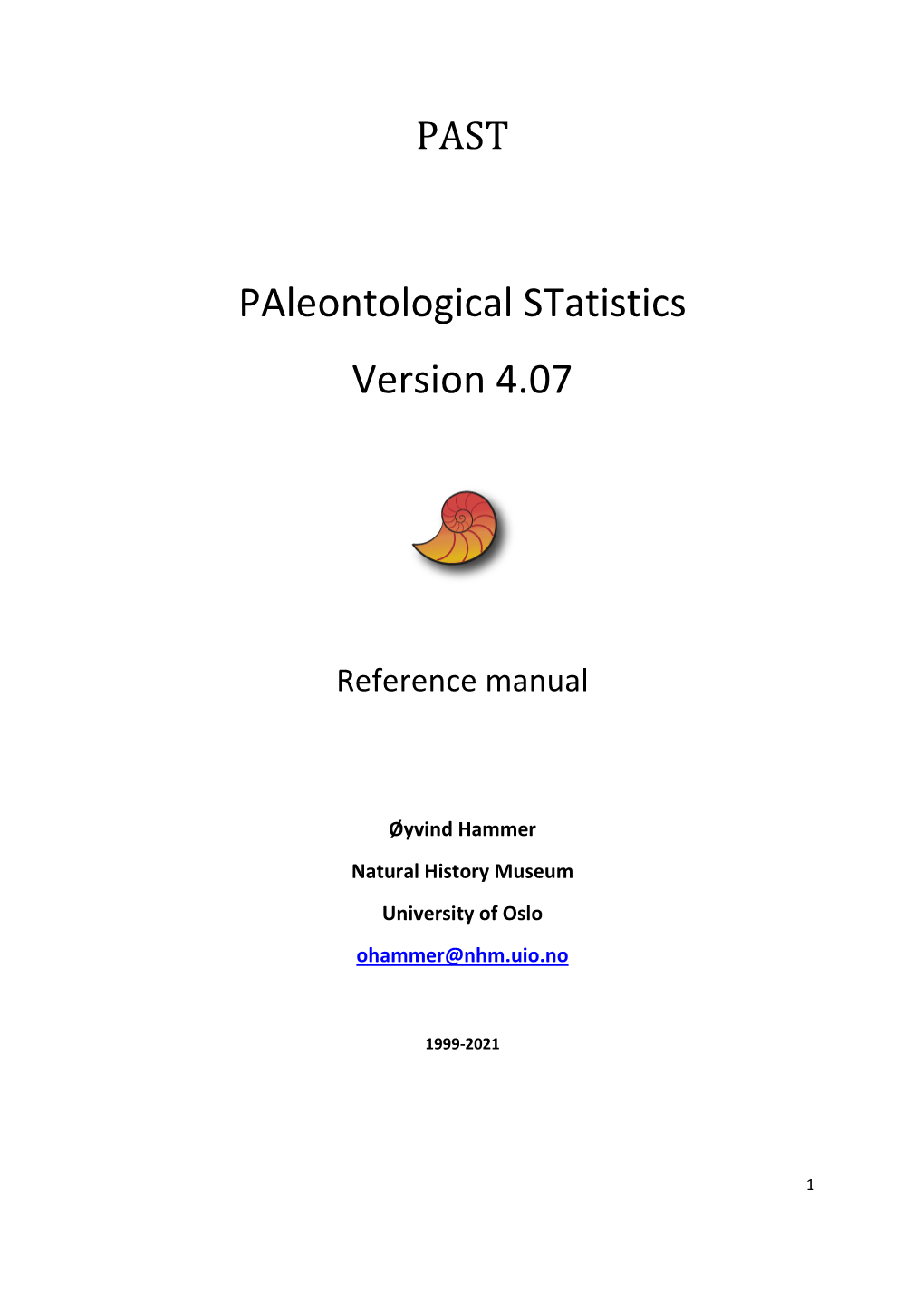 Reference Manual for PAST Paleontological Statistics