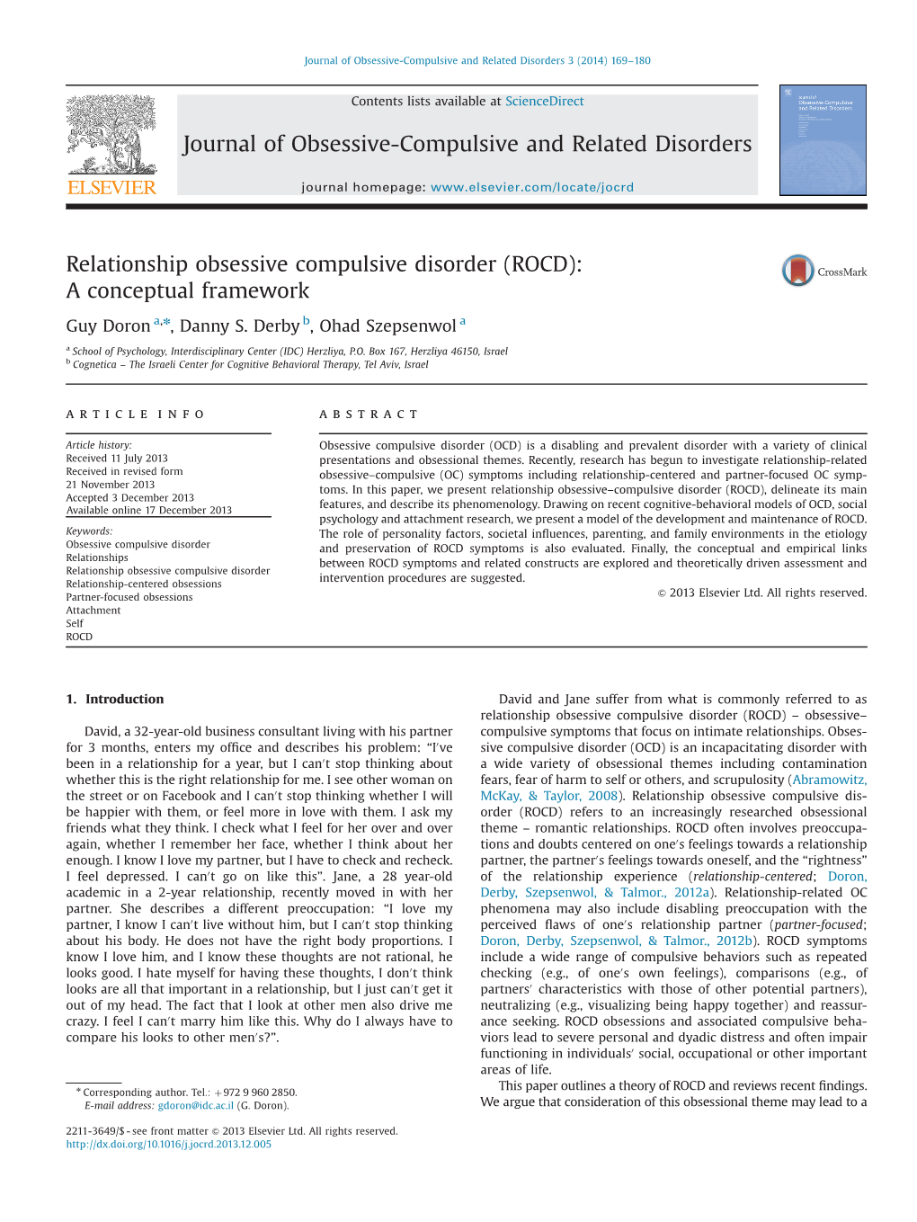 Relationship Obsessive Compulsive Disorder (ROCD): a Conceptual Framework
