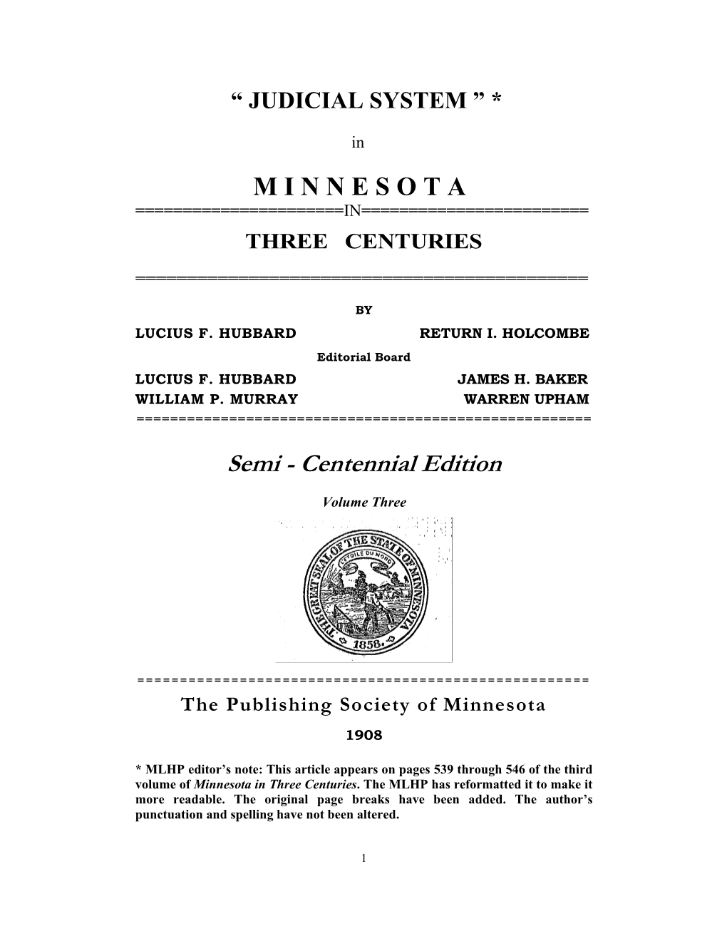 Semi - Centennial Edition