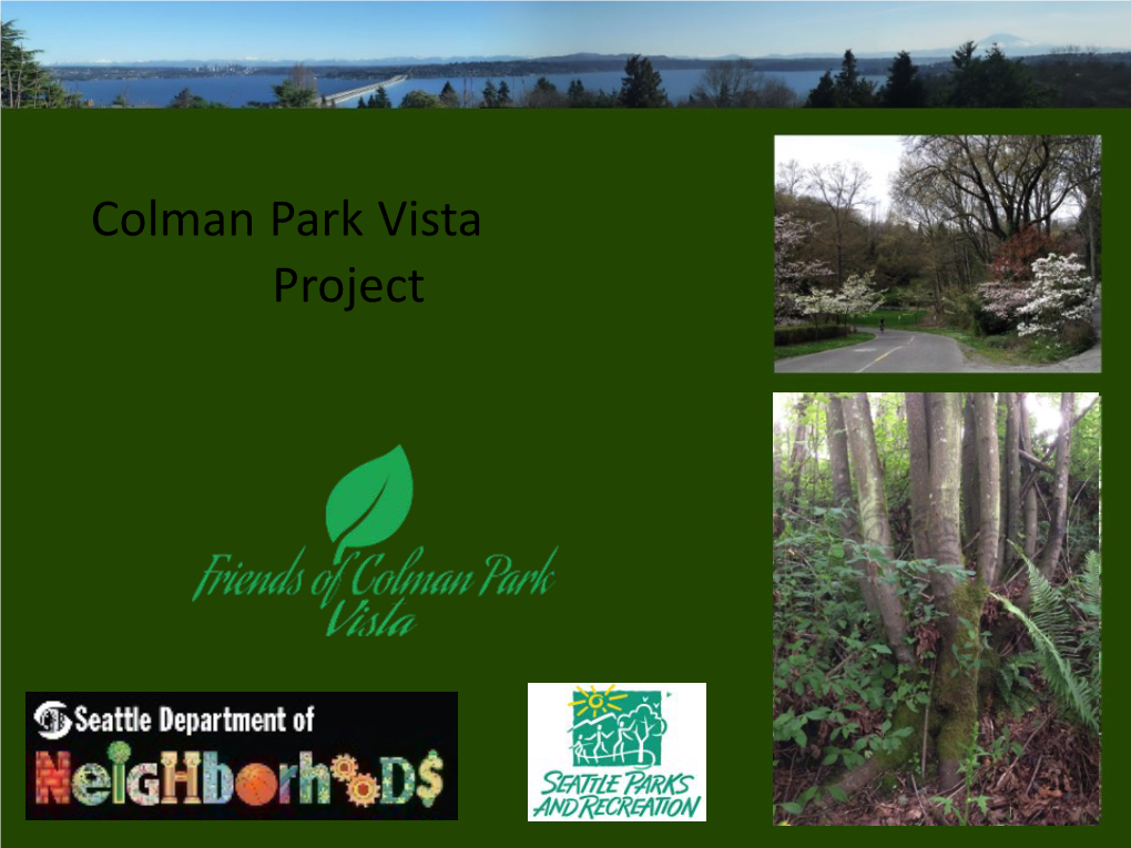 Colman Park Vista Project May 10, 2017 Site Location COLMAN VISTA RESTORATION May 10, 2017 - 7 - Site Location COLMAN VISTA RESTORATION