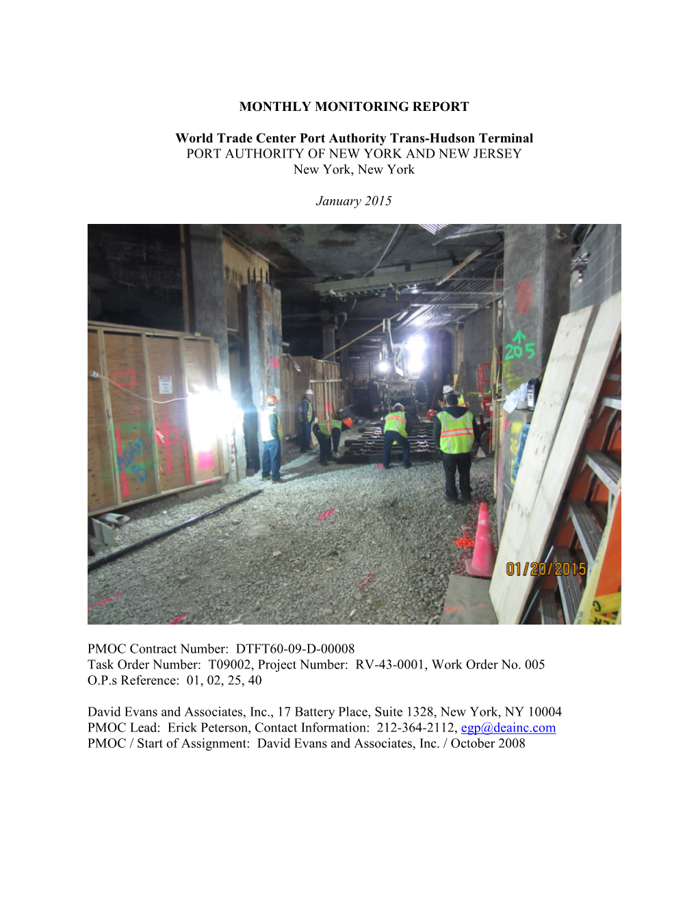 January 2015 Montly Monitoring Report, World Trade Center Port