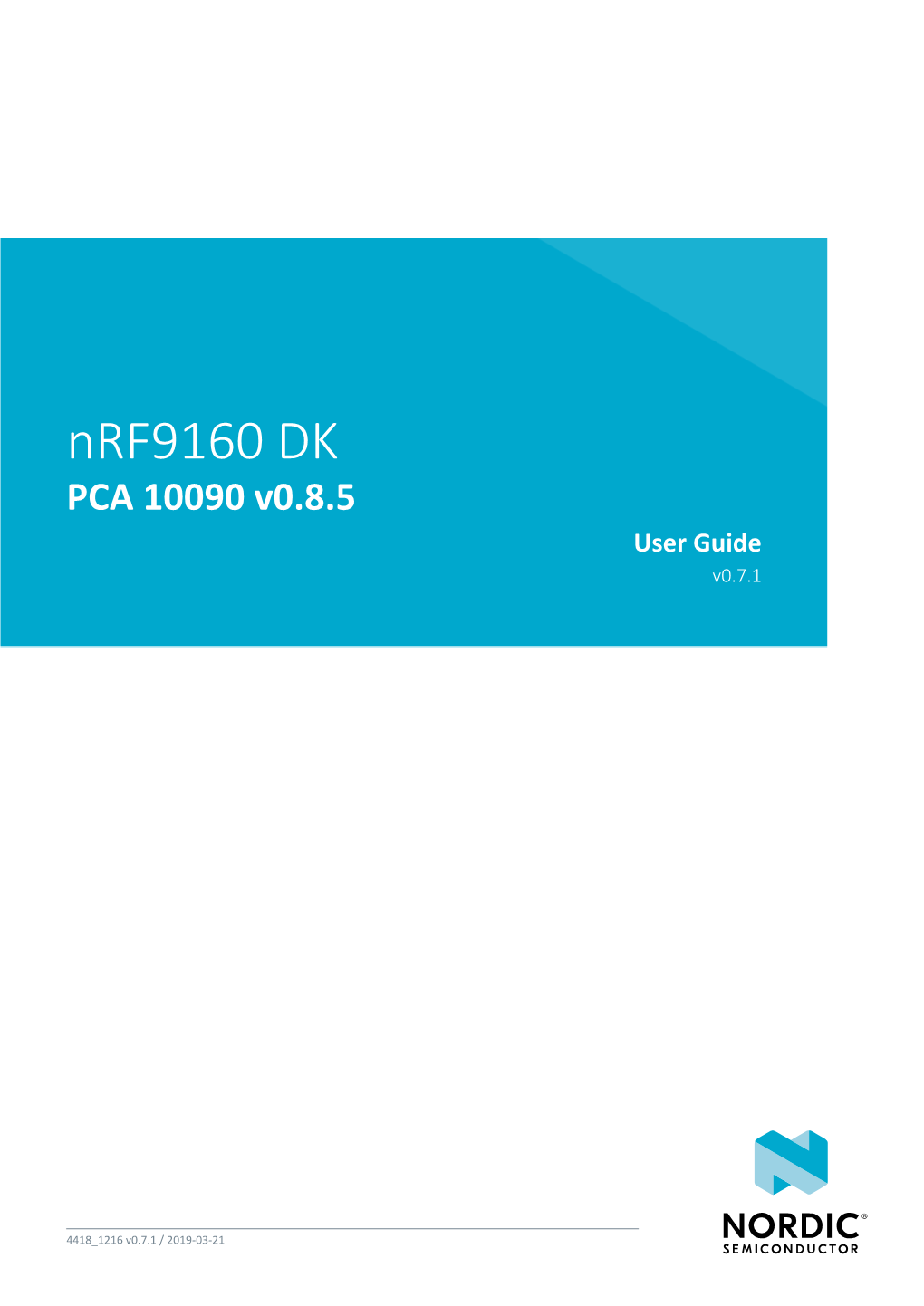 Nrf9160 DK User Guide V0.7.1