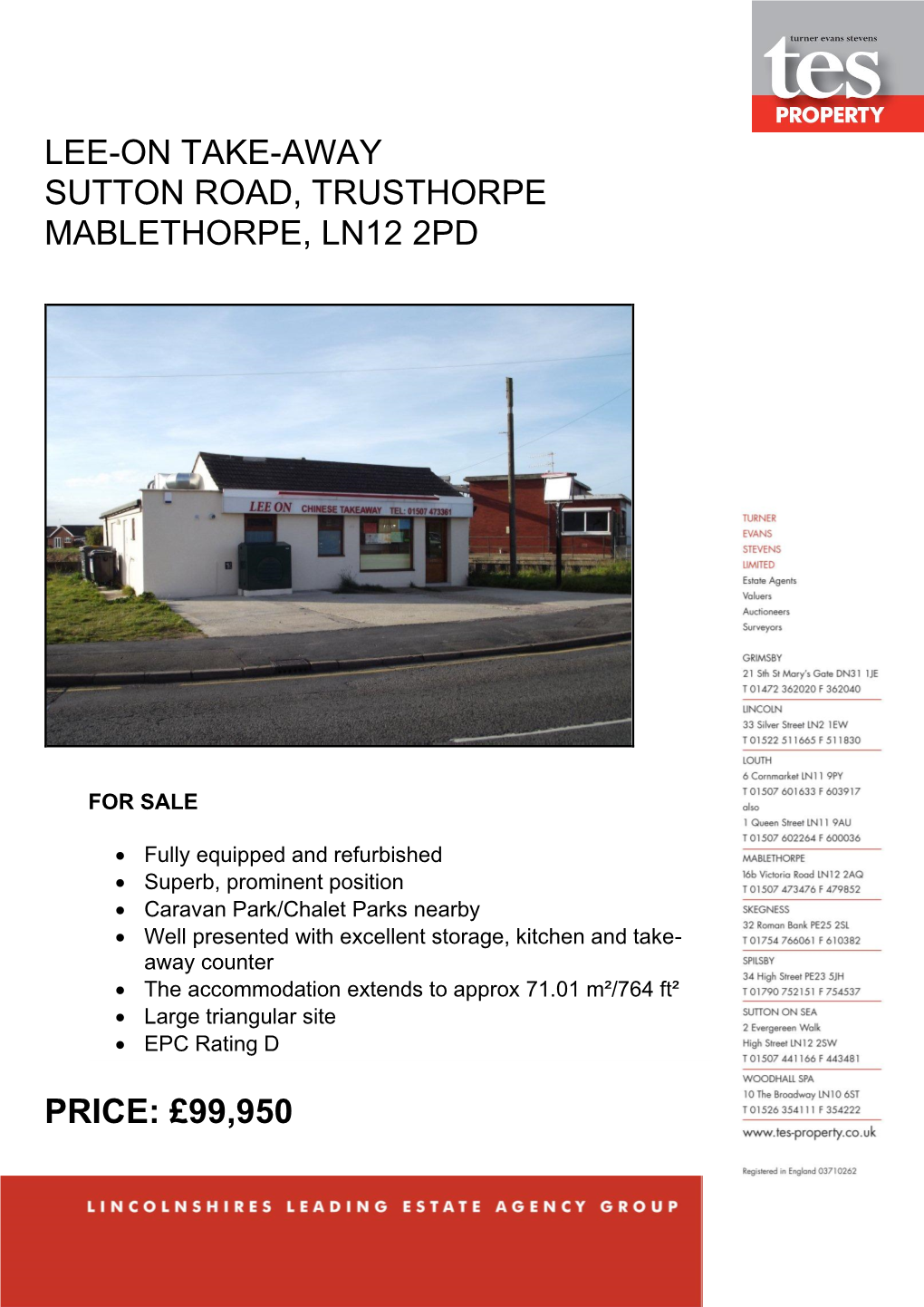 99950 Lee-On Take-Away Sutton Road, Trusthorpe