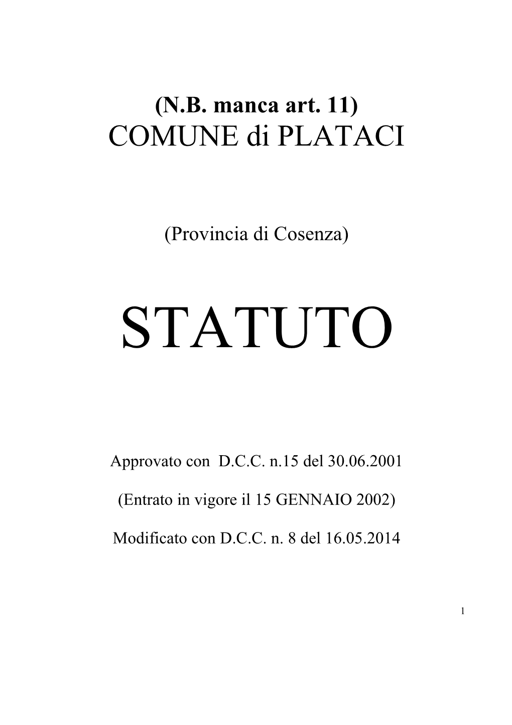 COMUNE Di PLATACI