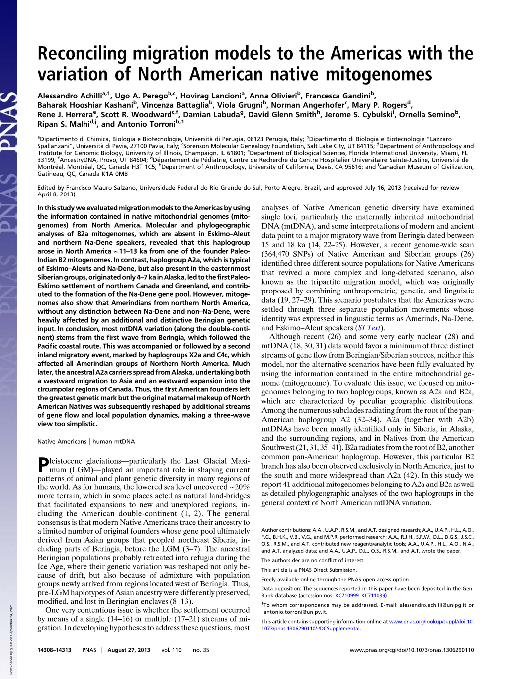 Reconciling Migration Models to the Americas with the Variation of North American Native Mitogenomes