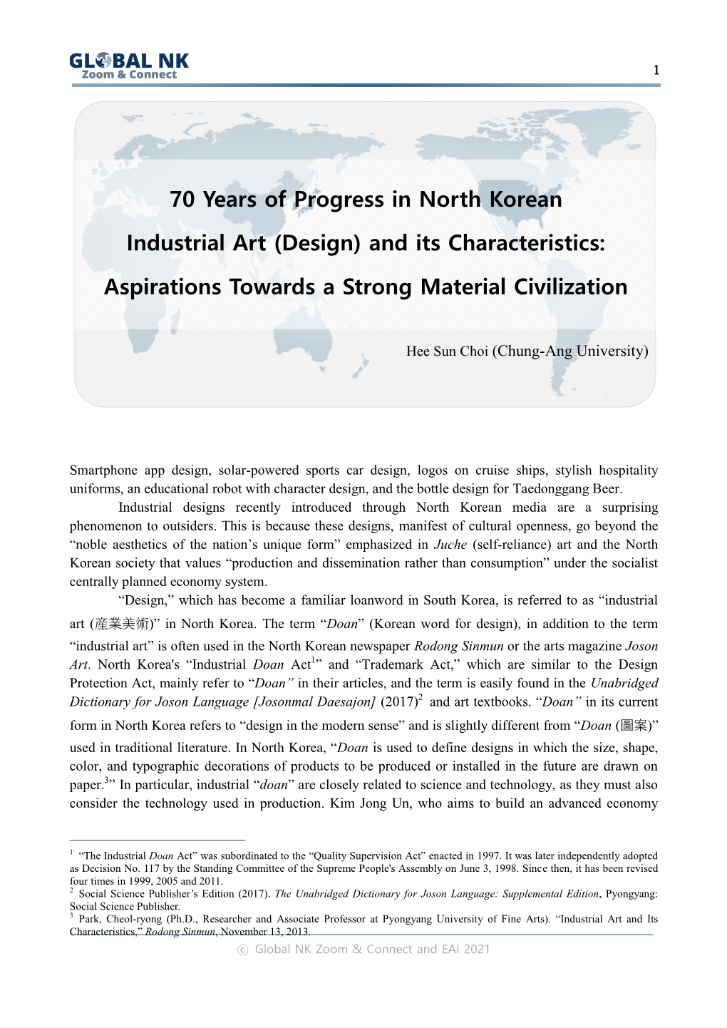 70 Years of Progress in North Korean Industrial Art (Design) and Its Characteristics: Aspirations Towards a Strong Material Civilization