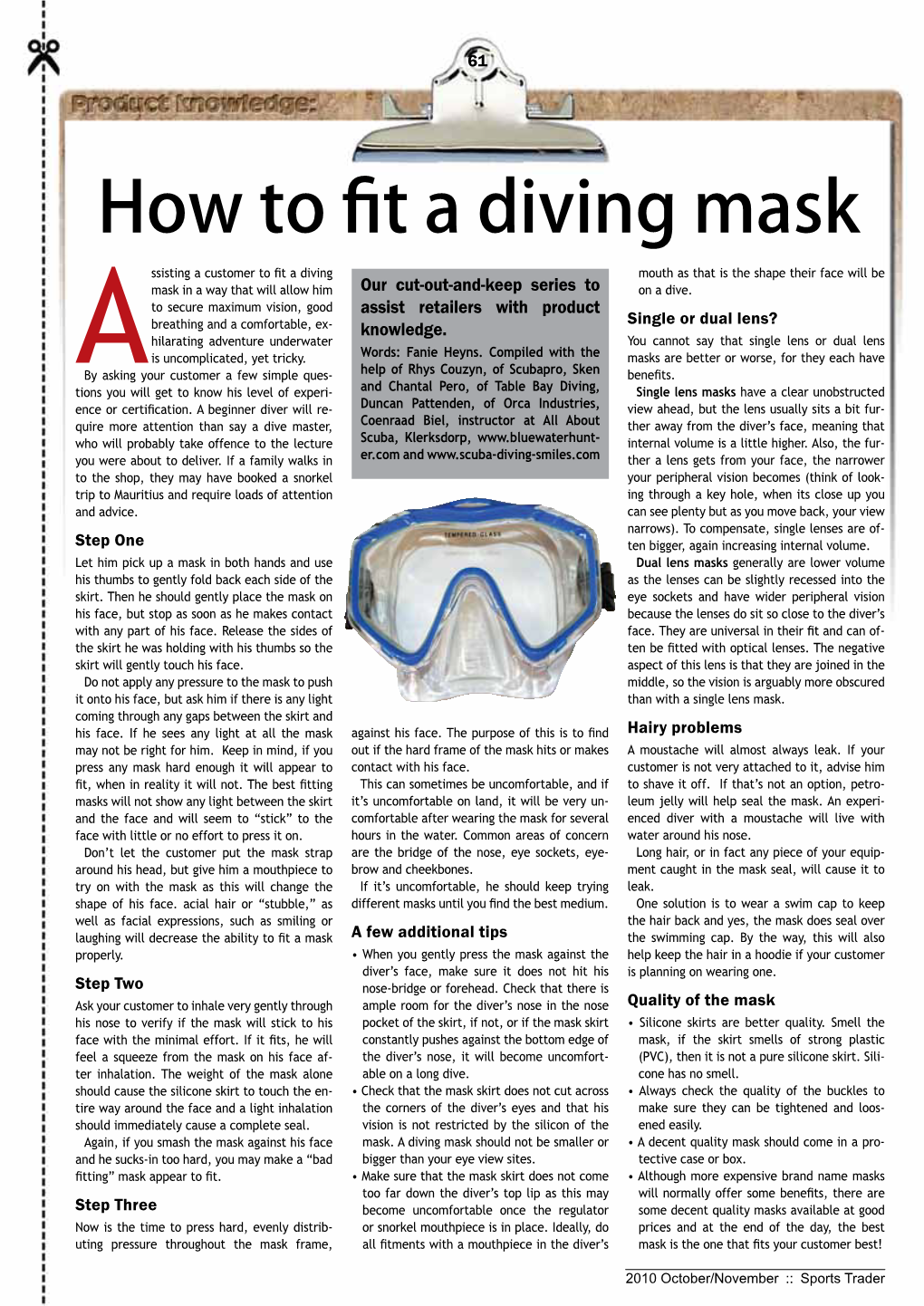 How to Fit a Diving Mask