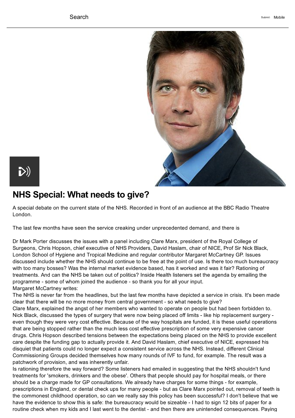 NHS Special: What Needs to Give?