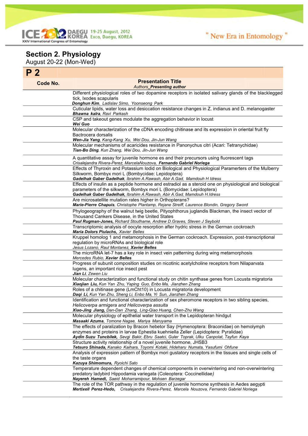 Section 2. Physiology August 20-22 (Mon-Wed)