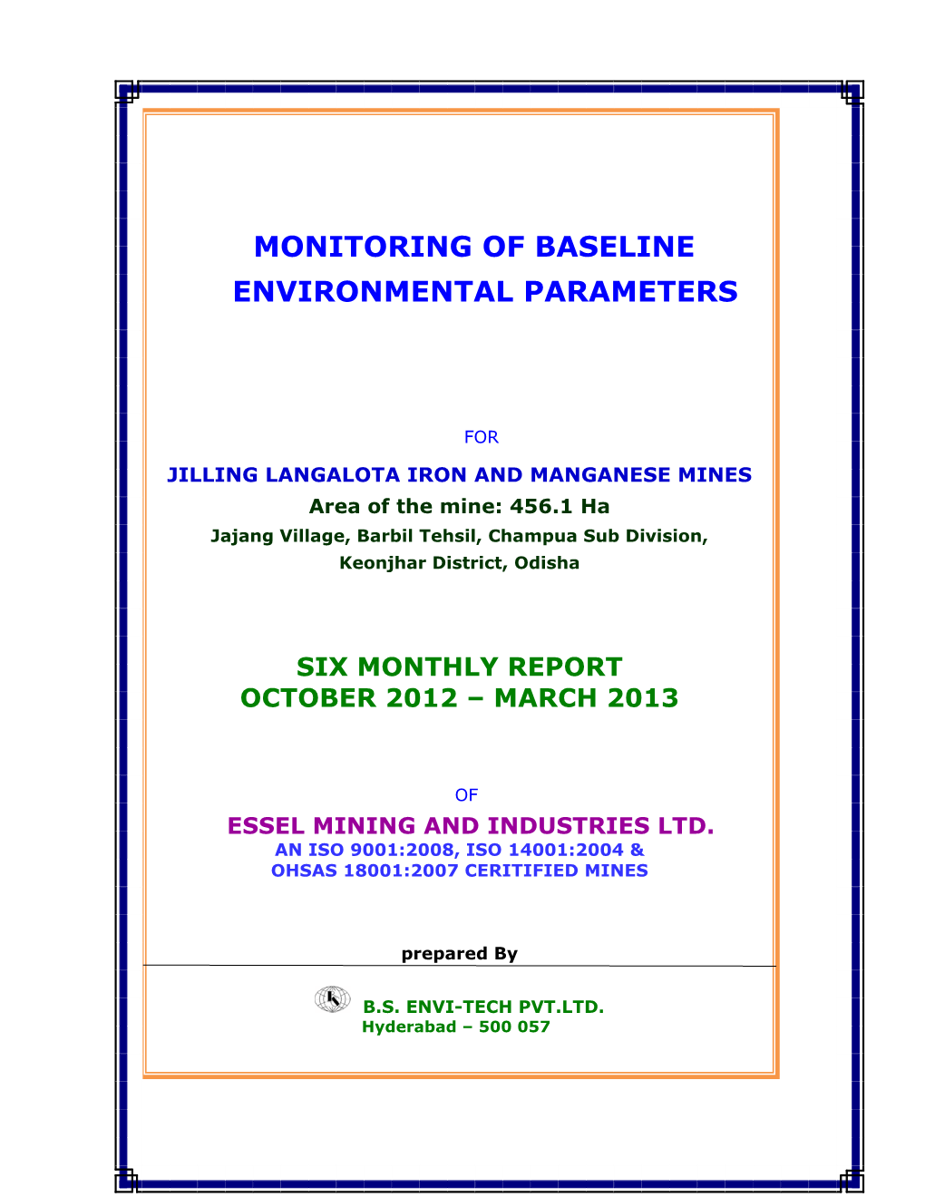 Monitoring of Baseline Environmental Parameters
