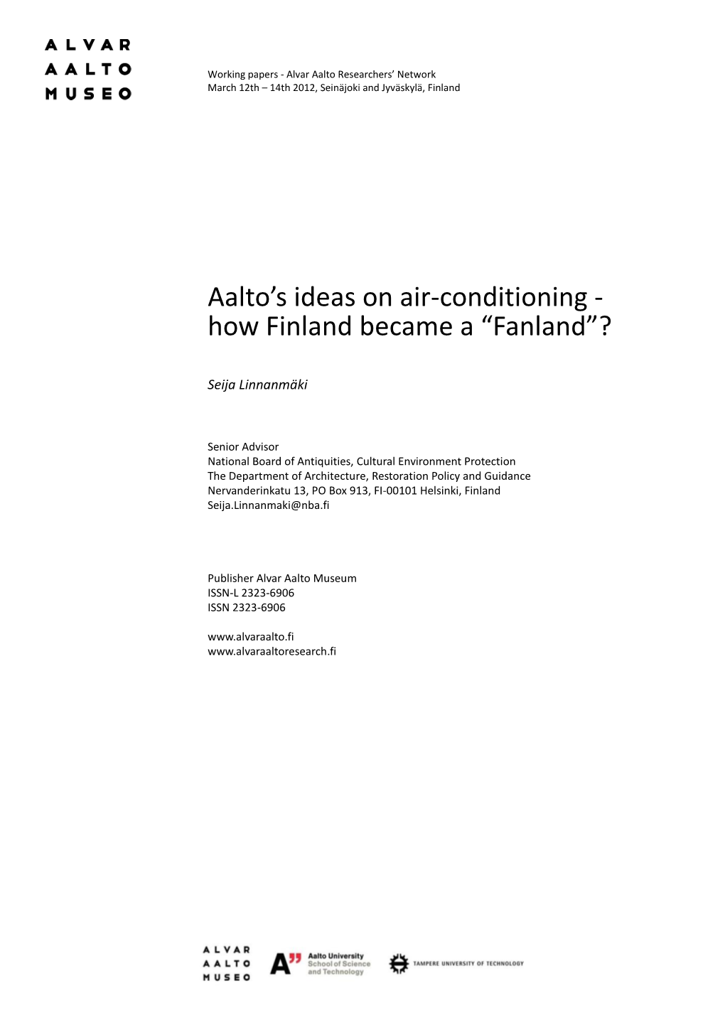 Aalto's Ideas on Air-Conditioning