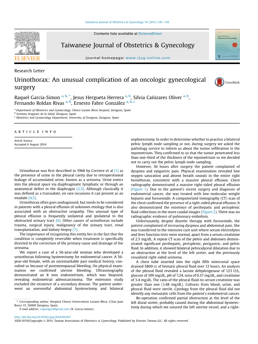 An Unusual Complication of an Oncologic Gynecological Surgery