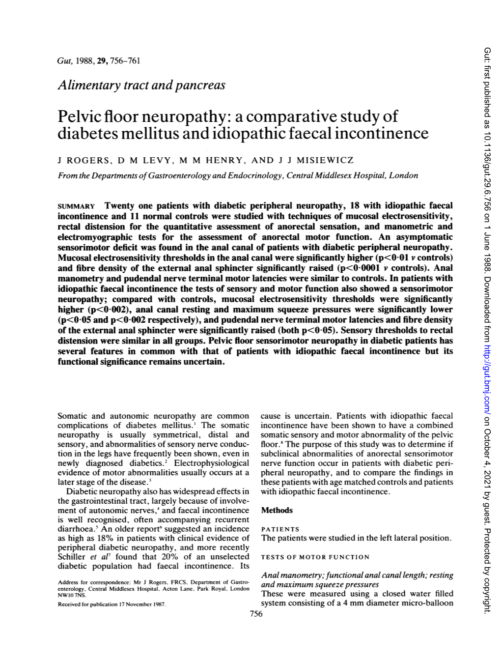 Pelvic Floor Neuropathy: a Comparative Study of Diabetes Mellitus and Idiopathic Faecal Incontinence