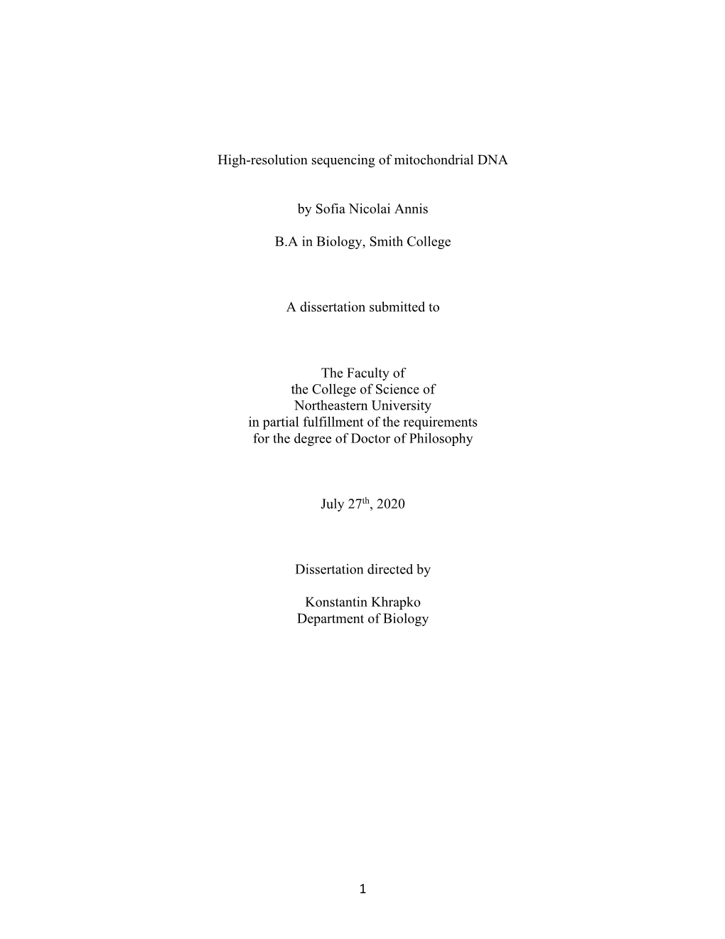 High-Resolution Sequencing of Mitochondrial DNA