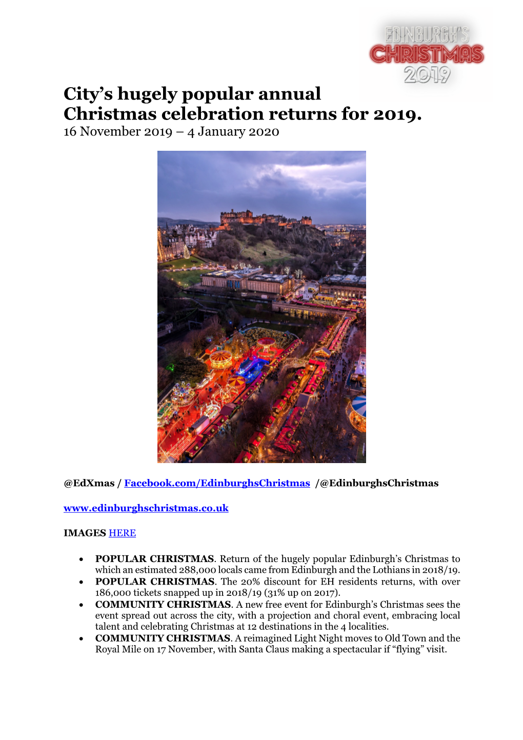 Edinburgh's Christmas 2019 Press Release FINAL 15 Oct 2019