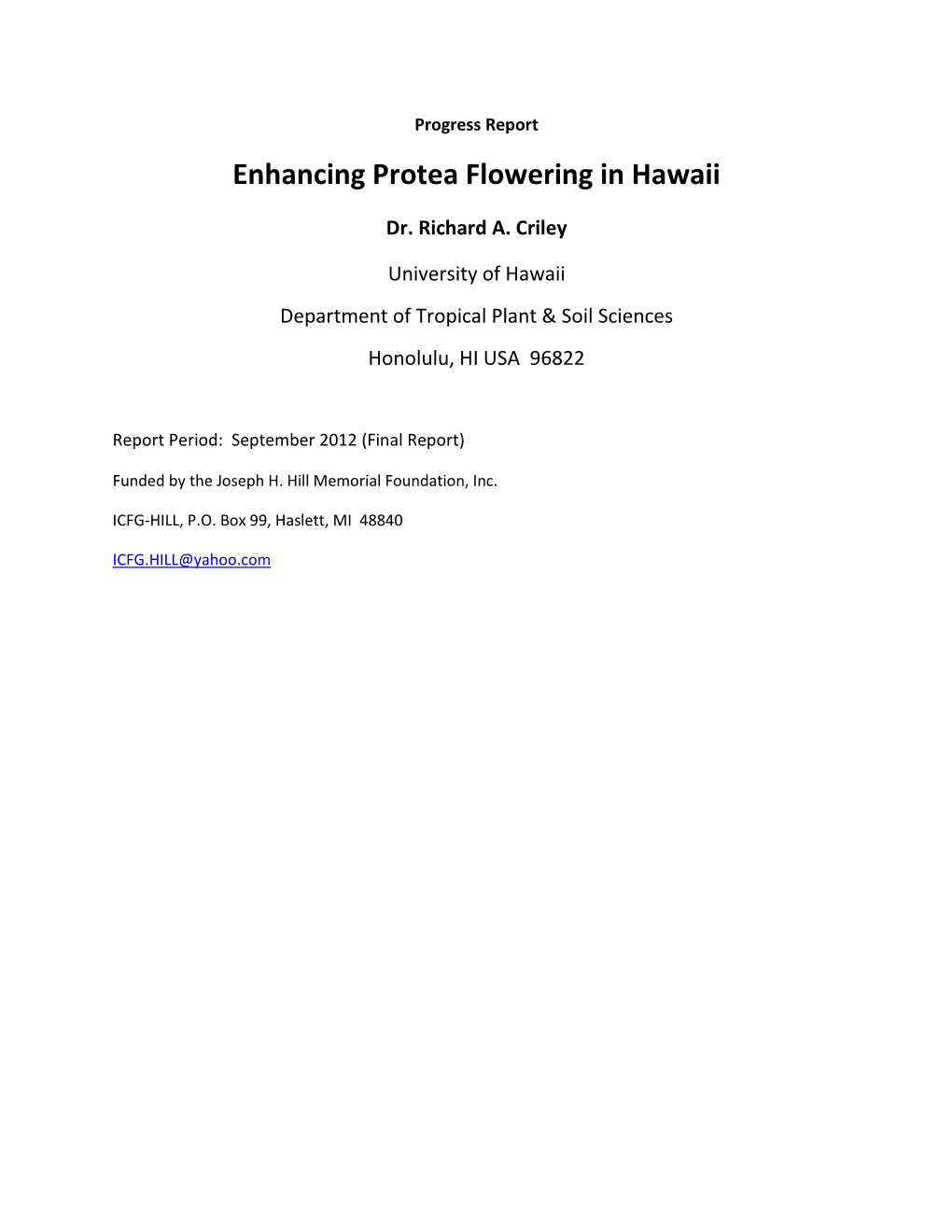 Enhancing Protea Flowering in Hawaii
