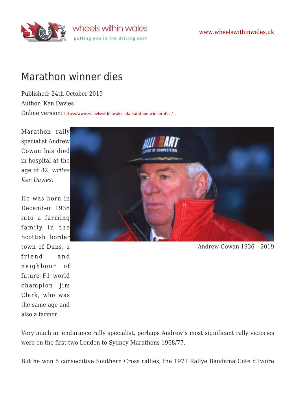 Marathon Winner Dies
