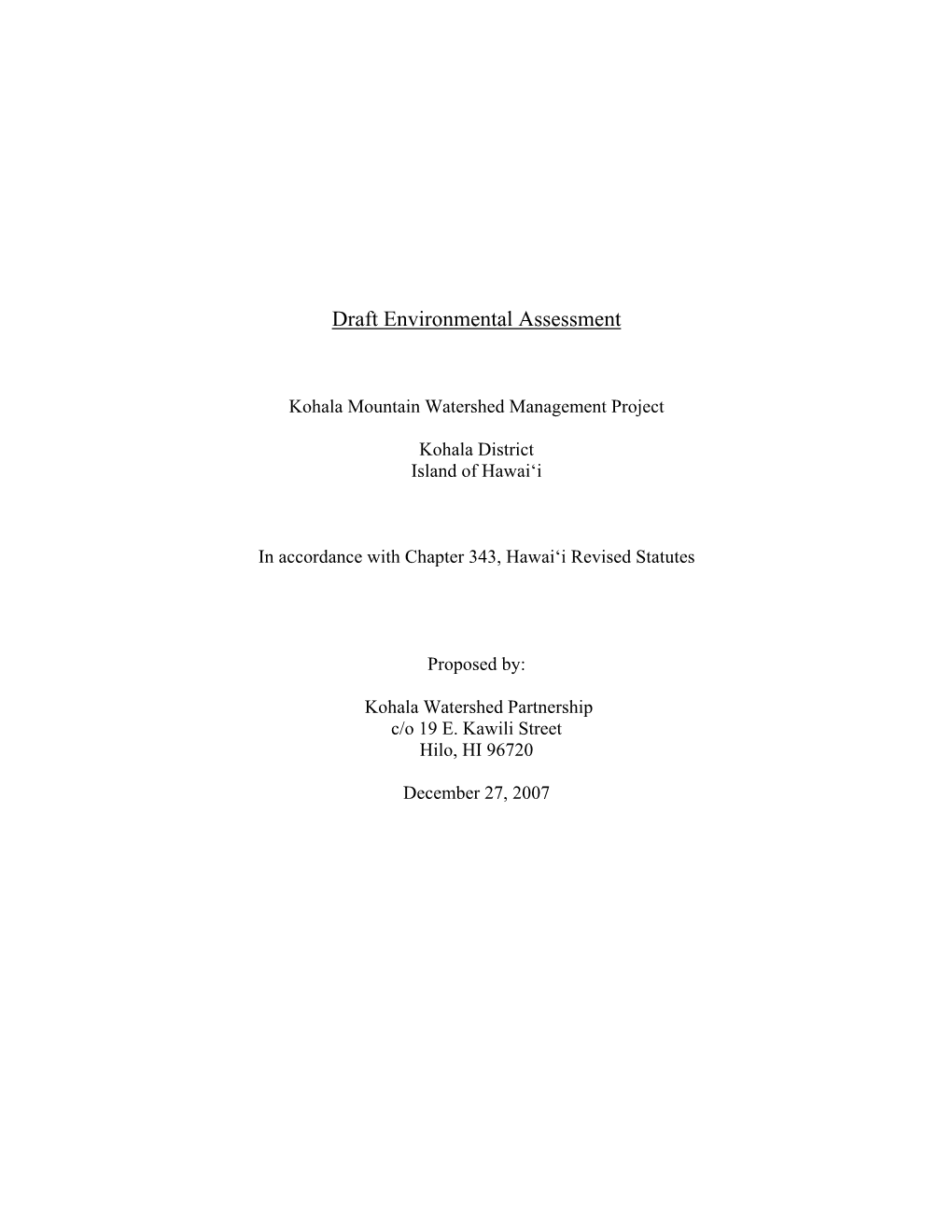 Draft Environmental Assessment