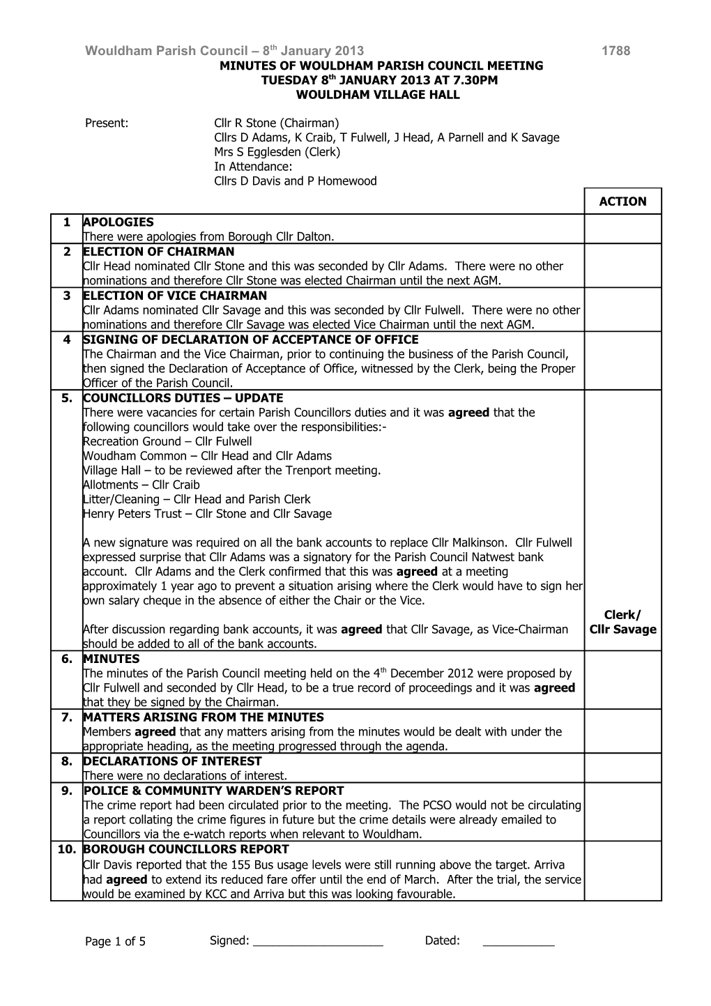 Minutes of Offham Parish Council Meeting