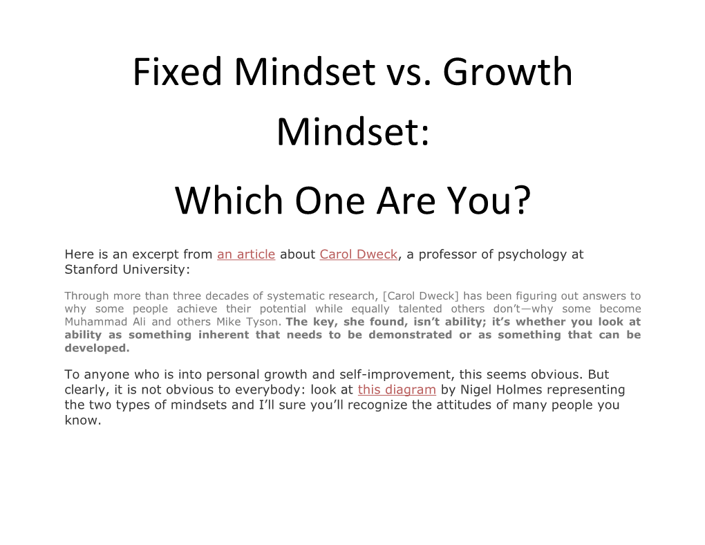 Fixed Mindset Vs. Growth Mindset: Which One Are You?