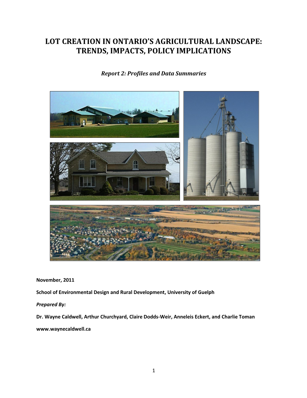 Lot Creation in Ontario's Agricultural Landscape: Trends, Impacts, Policy