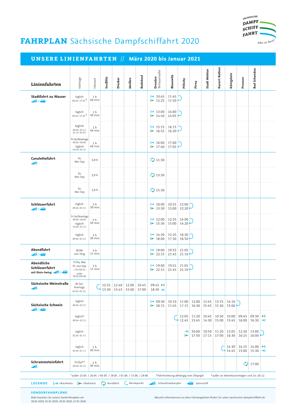 FAHRPLAN Sächsische Dampfschiffahrt