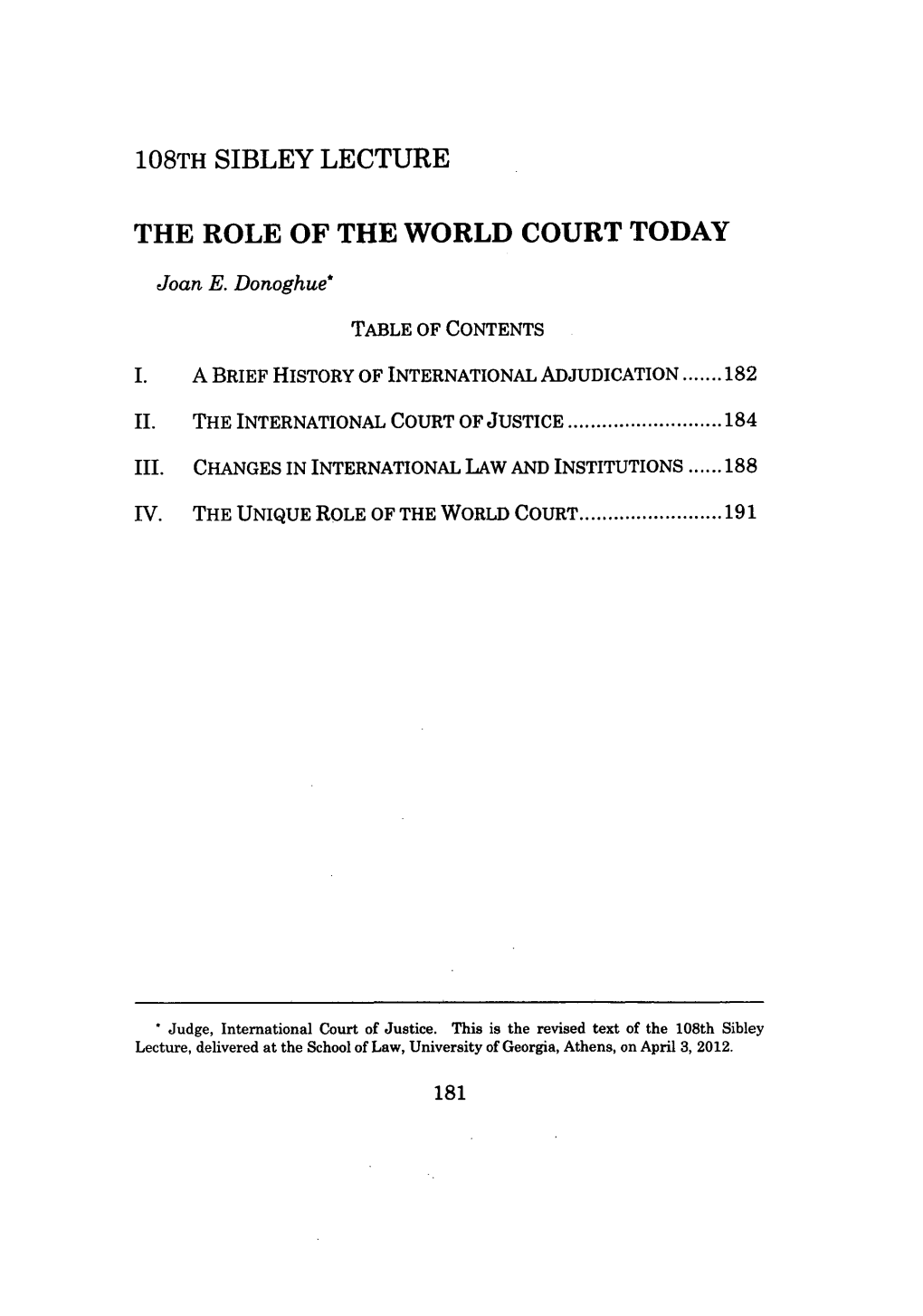 The Role of the World Court Today